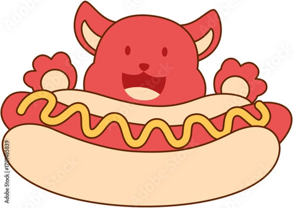 Obraz Hot Dog Simple Illustration