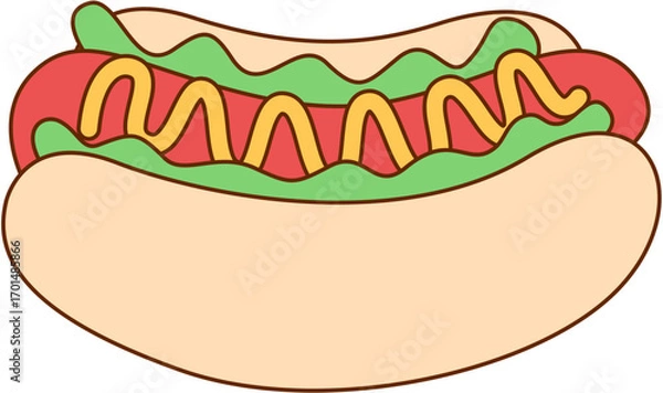 Obraz Hot Dog Simple Illustration