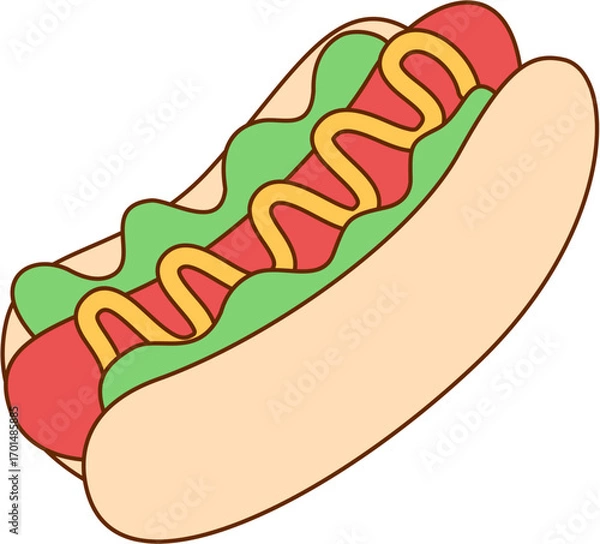 Obraz Hot Dog Simple Illustration