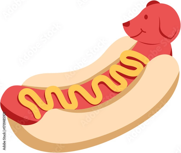 Obraz Hot Dog Simple Illustration