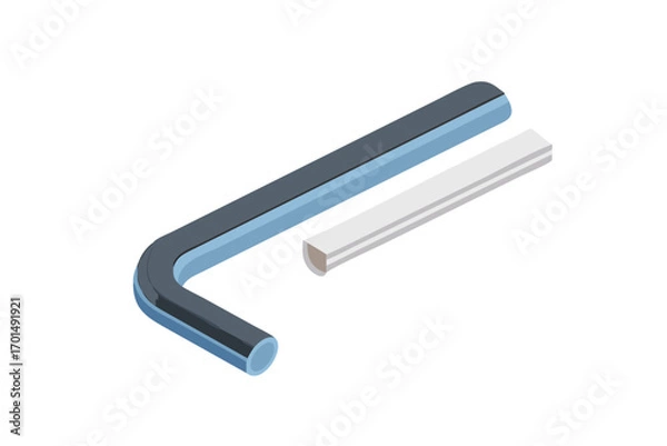 Obraz An lshaped dark blue hex key and a white rectangular object