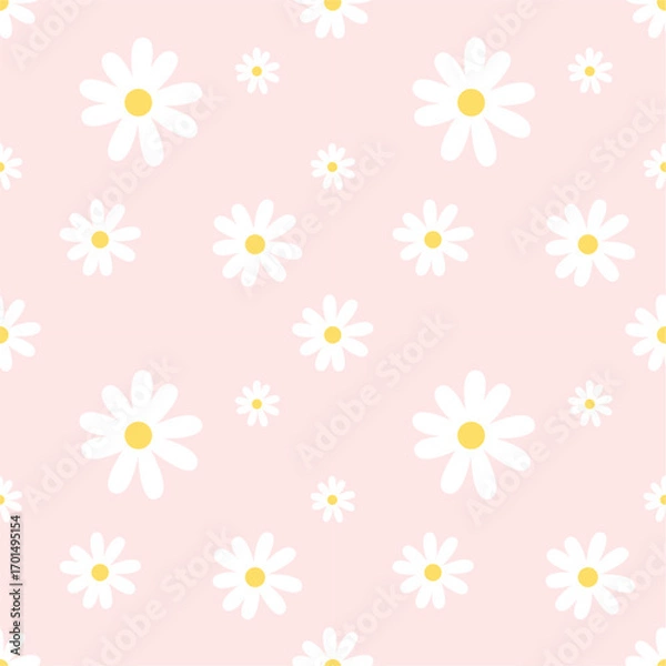 Fototapeta cute daisy seamless floral pattern