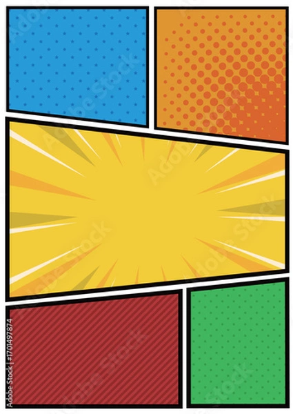 Obraz 漫画のコマ割り風の背景