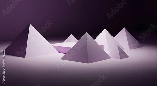 Fototapeta Minimalistic pyramid formation against a dark backdrop composition