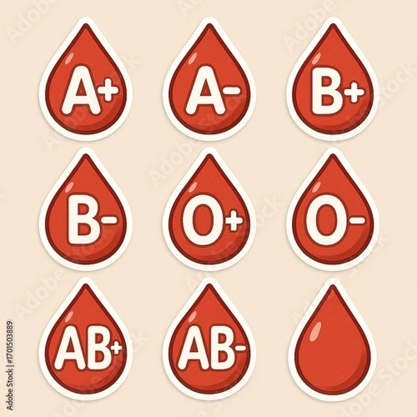 Obraz red drop icons blood type 