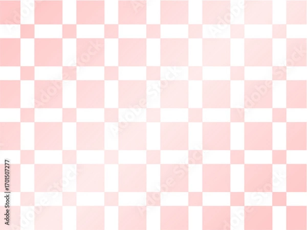 Obraz 白と薄赤のグラデーションチェック背景.　ピンクのシンプルな壁紙