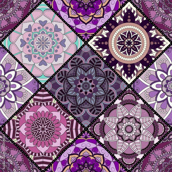 Fototapeta Seamless pattern. Vintage decorative elements. Hand drawn background. Islam, Arabic, Indian, ottoman motifs. Perfect for printing on fabric or paper.