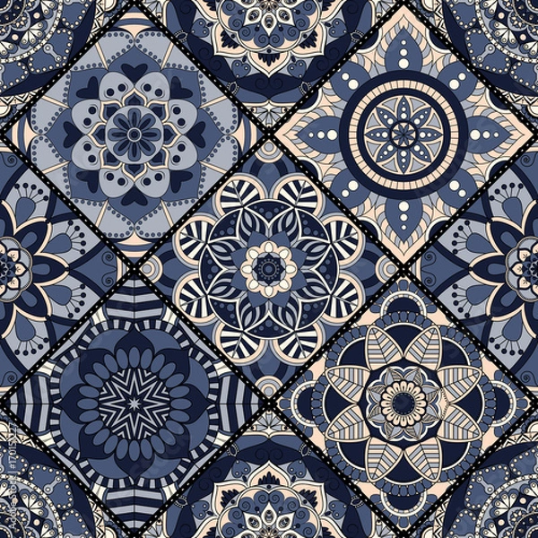 Fototapeta Seamless pattern. Vintage decorative elements. Hand drawn background. Islam, Arabic, Indian, ottoman motifs. Perfect for printing on fabric or paper.