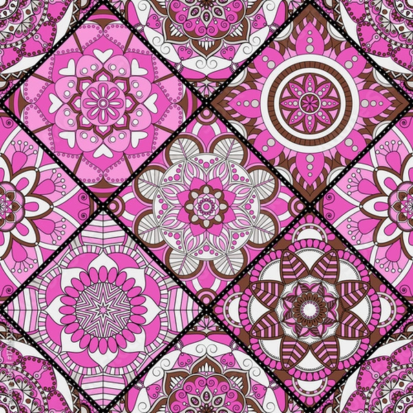 Fototapeta Seamless pattern. Vintage decorative elements. Hand drawn background. Islam, Arabic, Indian, ottoman motifs. Perfect for printing on fabric or paper.