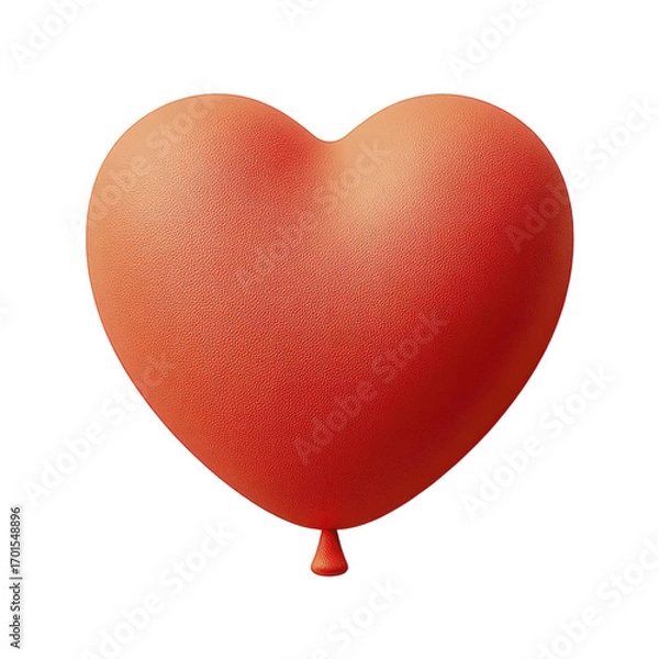 Fototapeta A Single Red Heart Shaped Balloon With A Textured Surface Isolated On A Transparent Background