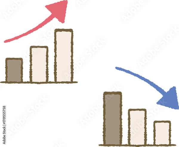 Fototapeta Growth and Decline Graph Illustration Set
