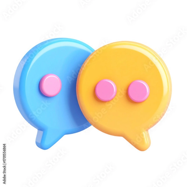 Obraz two colorful speech bubbles with pink and blue dots on them