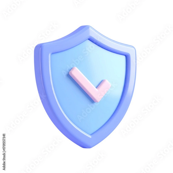 Obraz a close up of a blue shield with a tick on it