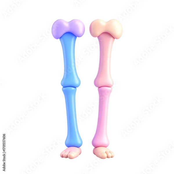 Obraz two plastic bone shaped toys are shown against a black background