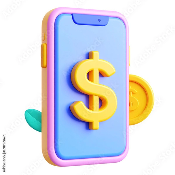 Obraz a close up of a phone with a dollar sign on it