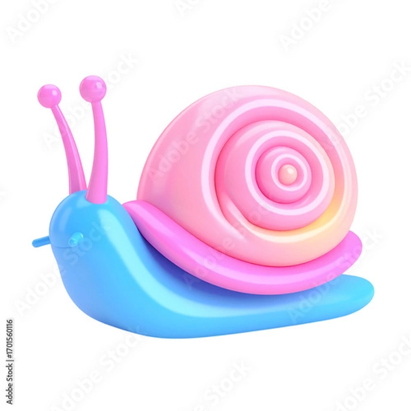 Obraz a close up of a snail with a pink shell and blue shell