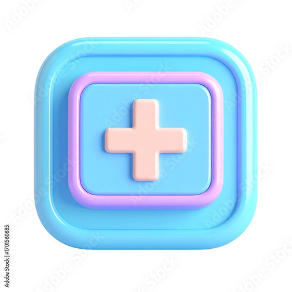 Fototapeta a close up of a blue and pink square with a plus sign