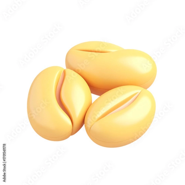 Obraz three pieces of yellow coffee beans are shown on a black background
