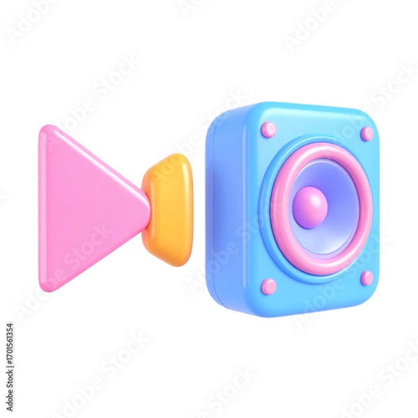 Obraz there is a blue speaker with a pink speaker in front of it