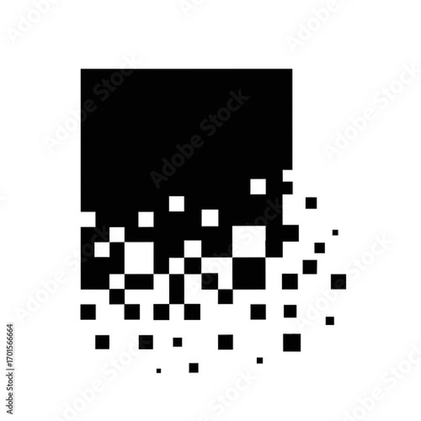 Fototapeta Vector of an Image Dissolving into Digital Squares (Pixelated)