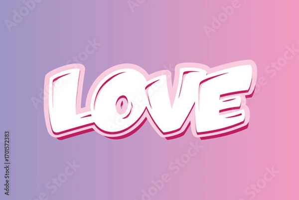 Fototapeta White L O V E text with pink and purple gradient background love word