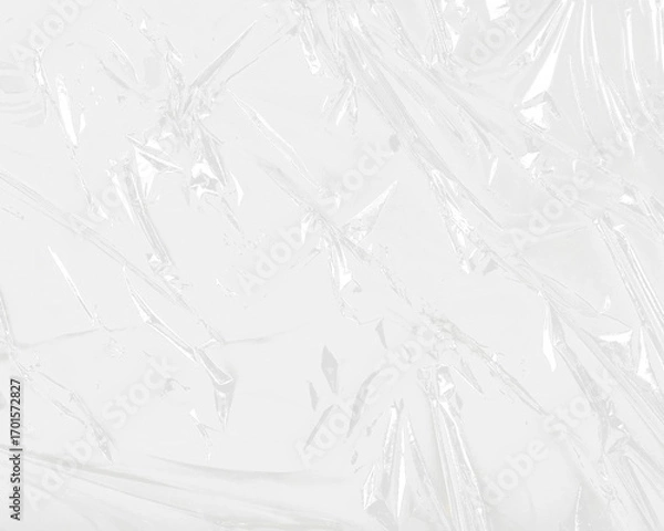 Fototapeta Transparent plastic or polyethylene bag texture texture overlay effect. Plastic  packaging of vinyl wrap or cd cover. Shrink crumpled plastic bag  for album cover art vector mockup, poster design over