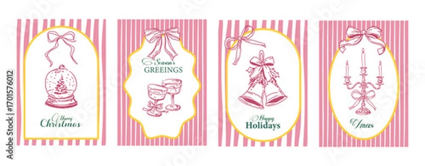 Fototapeta Christmas and Happy new year greeting vector card, Christmas Background, Holiday Christmas element art vector illustration