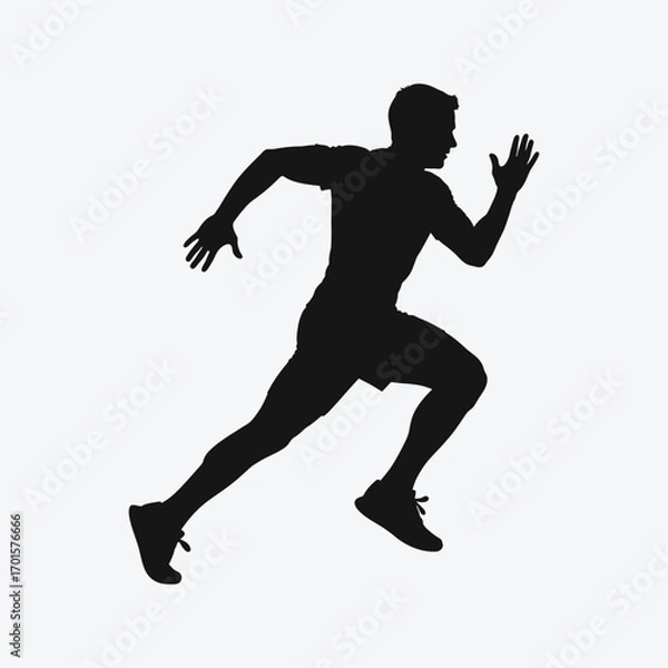 Fototapeta Vector art of silhouette of a male runner in motion