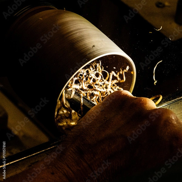 Obraz création d'objets en tournage sur bois