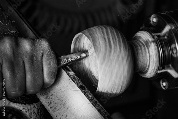 Obraz création d'objets en tournage sur bois