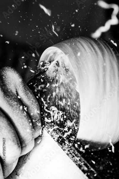 Obraz création d'objets en tournage sur bois