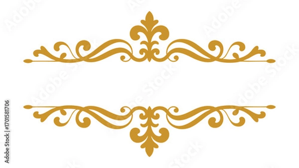 Fototapeta Elegant gold and green flourish decorative divider for text or titles