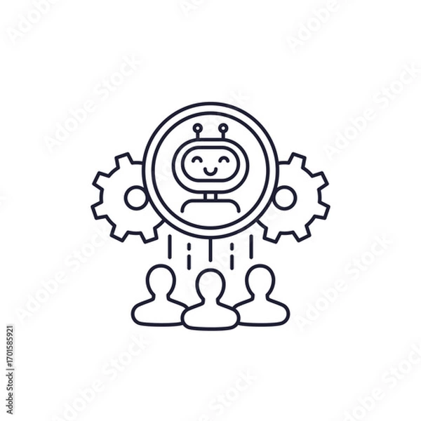 Fototapeta AI support icon, artificial intelligence and technology line design