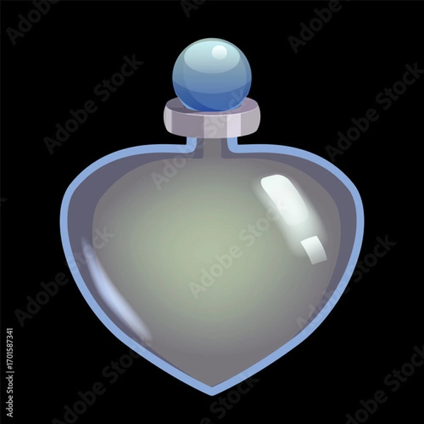 Fototapeta Fantasy Potion Bottle Illustration, glass flask icon. Ui game assets