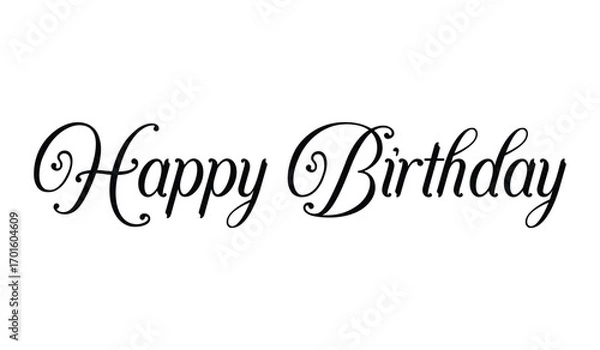 Fototapeta stylish cursive letter "Happy New Year", Elegant Happy Birthday Calligraphy Text for Greeting Cards and Invitations