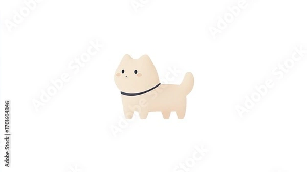 Fototapeta Cute Minimalist Cartoon Cat with Simple Design and Soft Colors