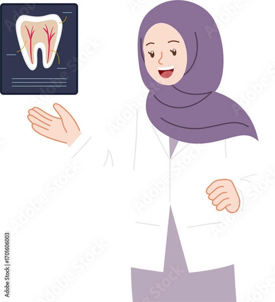 Fototapeta cute dentist explaining about oral care and hygine