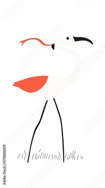 Fototapeta Colorful Abstract Bird with Red Accent and Minimalist Design