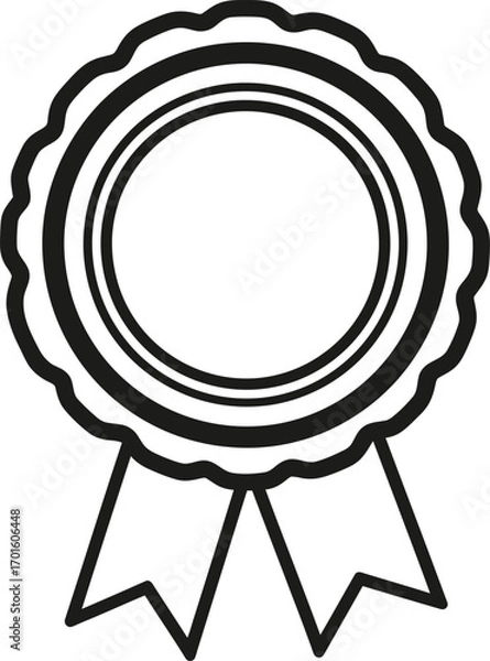 Fototapeta Simple black and white outline of a rosette award ribbon