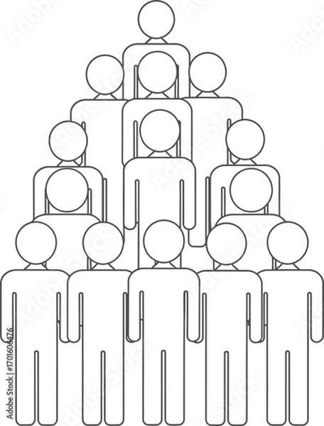 Fototapeta Hierarchical structure of people in a pyramid formation