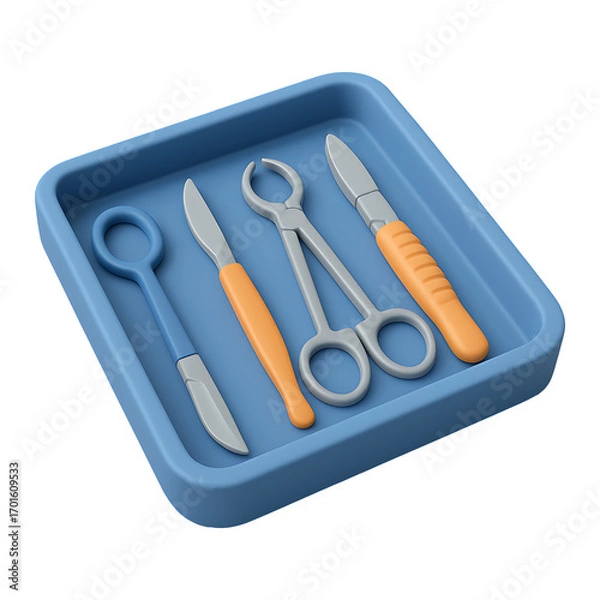 Fototapeta Medical Tools Set 3D Illustration Isolated on a Transparent Background