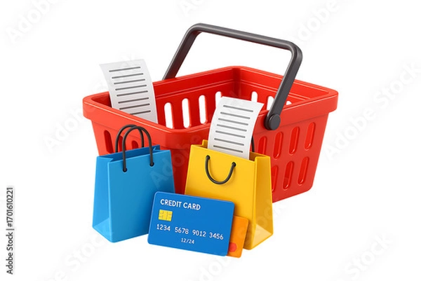 Fototapeta Retail Purchase Concept in 3D Style Isolated on a Transparent Background