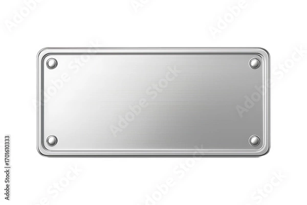Fototapeta Silver Car Plate Template in 3D Style Isolated on a Transparent Background