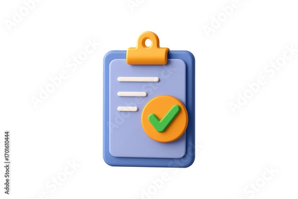 Fototapeta 3D Approved Checklist Clipboard Isolated on a Transparent Background