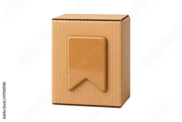 Fototapeta 3D Delivery Container Cube Featuring Emblem Panel Isolated on a Transparent Background