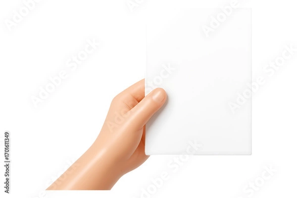 Fototapeta 3D Hand Presenting Blank Business Card Isolated on a Transparent Background