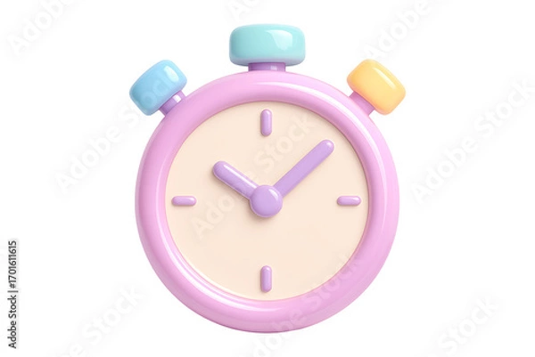 Fototapeta 3D Pastel Stopwatch Timer Isolated on a Transparent Background