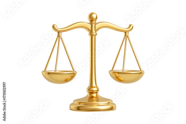 Fototapeta Shiny Balance Scale Symbol in 3D Isolated on a Transparent Background