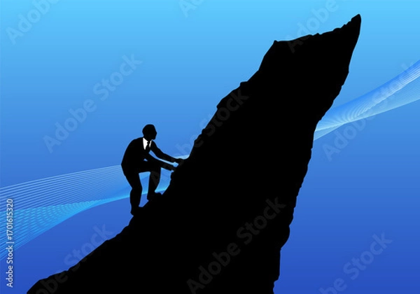 Obraz 山を登るビジネスマン/仕事の困難や目標に挑戦