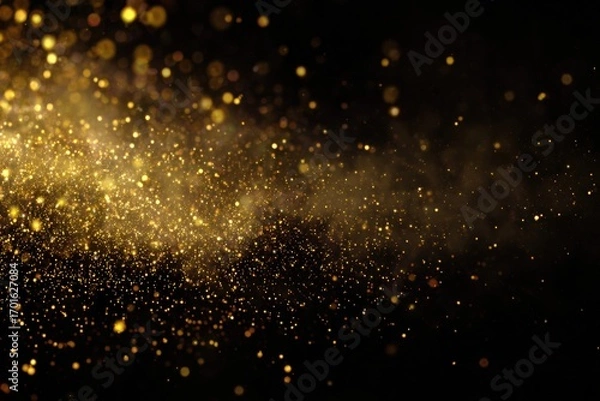 Obraz Abstract gold particles on black background